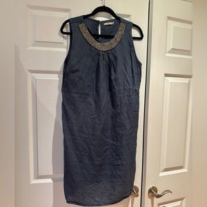 Lungo Largo Navy Blue 100% Linen Dress Size Large